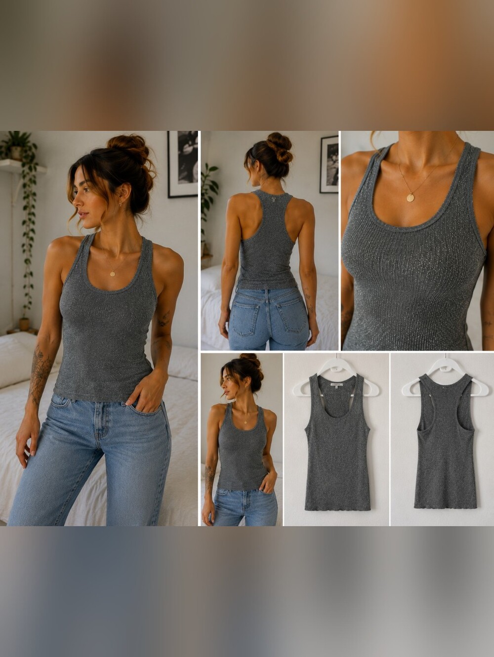 Charlotte Russe Size L Metallic Sparkle Racerback Tank